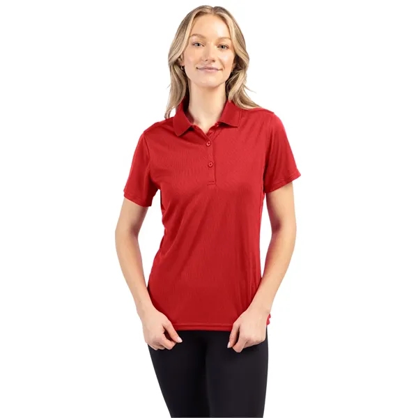 Women's polo with short sleeves, moisture-wicking performance, 3-button placket, and rib-knit... from ASI 47965 Cutter & Buck