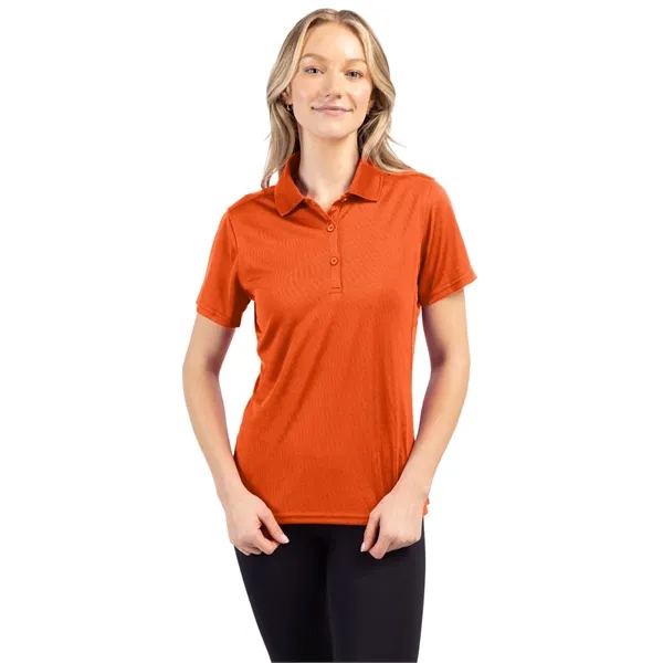 Women's polo with short sleeves, moisture-wicking performance, 3-button placket, and rib-knit... from ASI 47965 Cutter & Buck