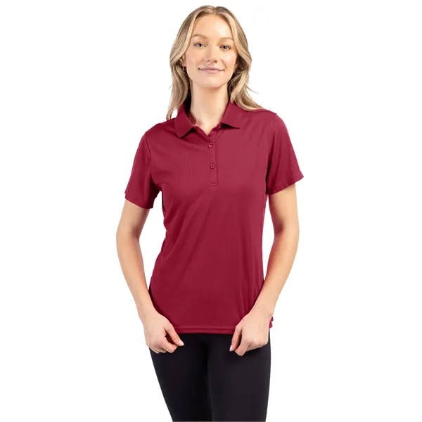 Women's polo with short sleeves, moisture-wicking performance, 3-button placket, and rib-knit... from ASI 47965 Cutter & Buck