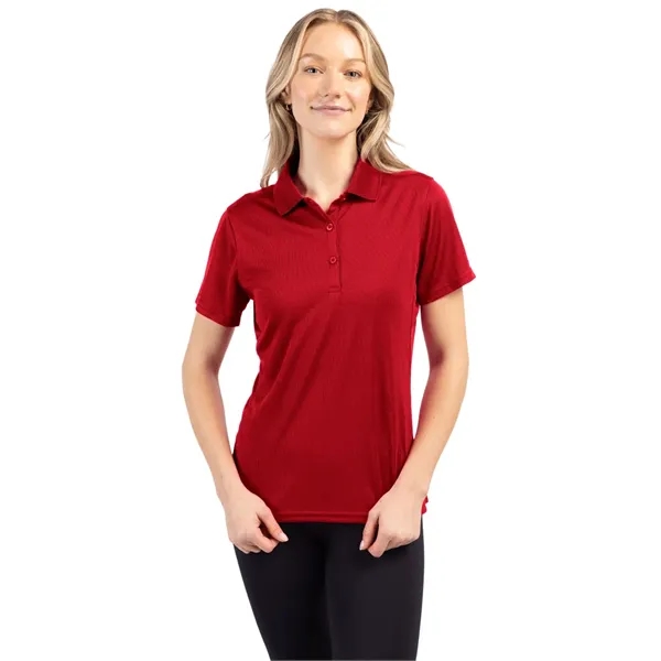 Women's polo with short sleeves, moisture-wicking performance, 3-button placket, and rib-knit... from ASI 47965 Cutter & Buck