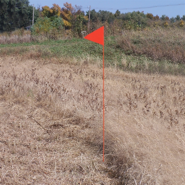 Solid color vinyl pennant shaped field flag attached to 6' orange... from ASI 80228 Quinn