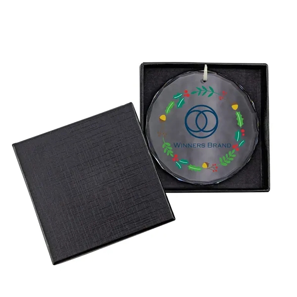 Faceted glass round holiday ornament with string.... from ASI 52263 EMT