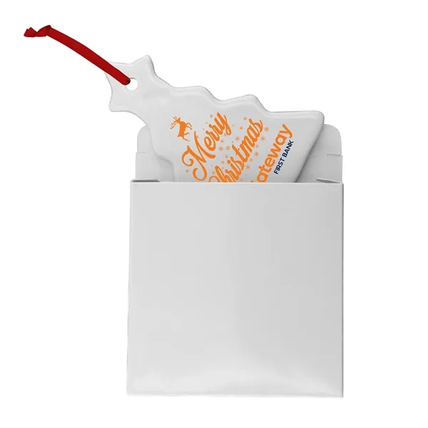 Ceramic Christmas tree-shaped hanging holiday ornament with string.... from ASI 52263 EMT