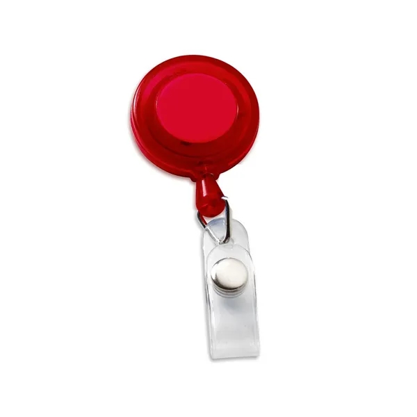 Round retractable badge holder with 30" nylon cord and slide-on clip... from ASI 68507 The Magnet Group / Perfect Line