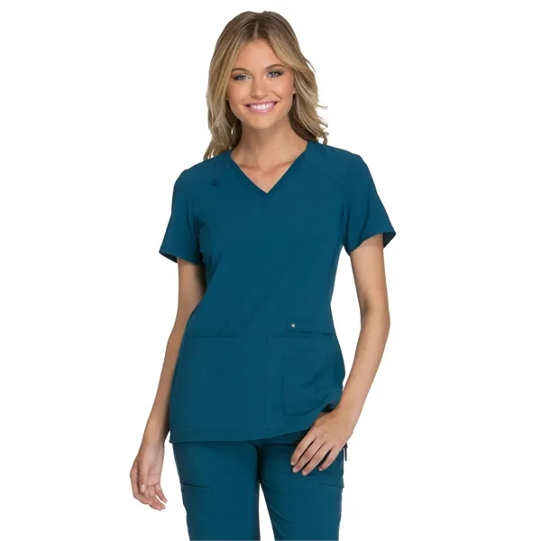 Cherokee iFlex Women's V-Neck Knit Panel Top... from ASI 86018 Scrub Authority / Uniform Stores