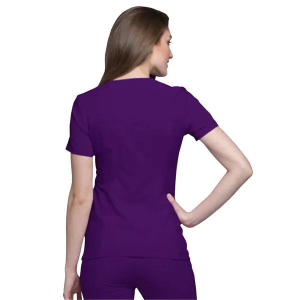 Cherokee iFlex Women's V-Neck Knit Panel Top... from ASI 86018 Scrub Authority / Uniform Stores
