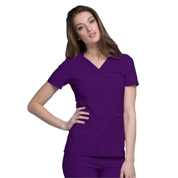 Cherokee iFlex Women's V-Neck Knit Panel Top... from ASI 86018 Scrub Authority / Uniform Stores