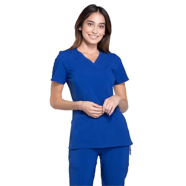 Cherokee iFlex Women's V-Neck Knit Panel Top... from ASI 86018 Scrub Authority / Uniform Stores