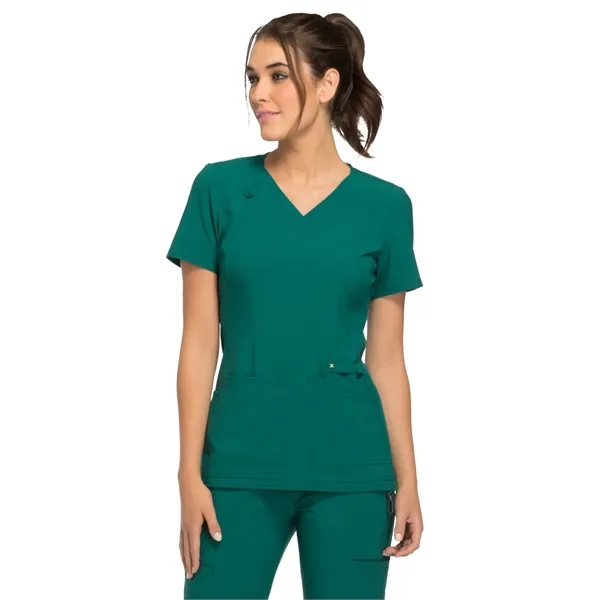 Cherokee iFlex Women's V-Neck Knit Panel Top... from ASI 86018 Scrub Authority / Uniform Stores