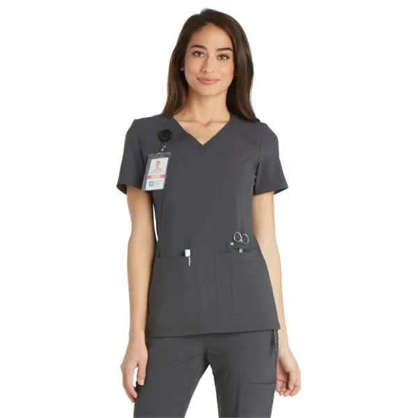 Cherokee iFlex Women's V-Neck Knit Panel Top... from ASI 86018 Scrub Authority / Uniform Stores