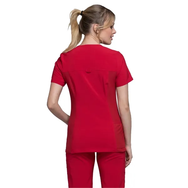 Cherokee iFlex Women's V-Neck Knit Panel Top... from ASI 86018 Scrub Authority / Uniform Stores
