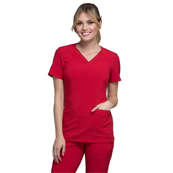 Cherokee iFlex Women's V-Neck Knit Panel Top... from ASI 86018 Scrub Authority / Uniform Stores
