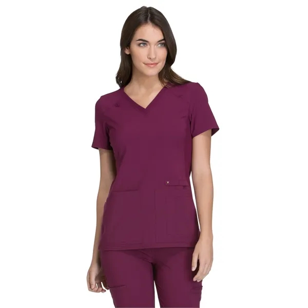 Cherokee iFlex Women's V-Neck Knit Panel Top... from ASI 86018 Scrub Authority / Uniform Stores