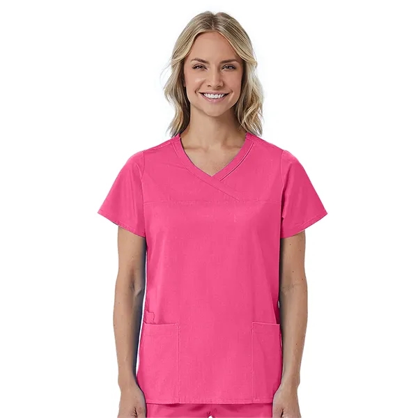 Maevn Red Panda Curved Mock Wrap Top... from ASI 86018 Scrub Authority / Uniform Stores