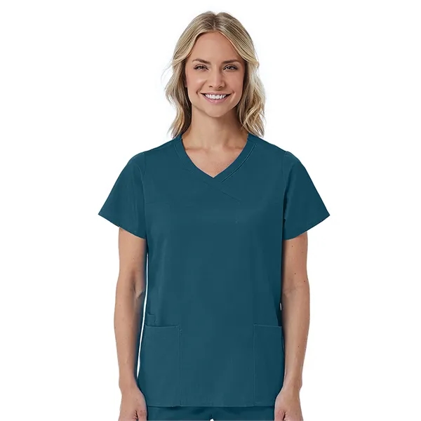 Maevn Red Panda Curved Mock Wrap Top... from ASI 86018 Scrub Authority / Uniform Stores