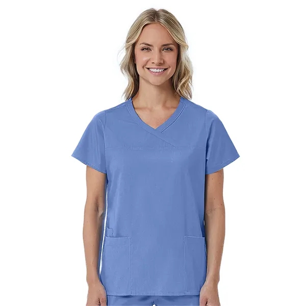 Maevn Red Panda Curved Mock Wrap Top... from ASI 86018 Scrub Authority / Uniform Stores
