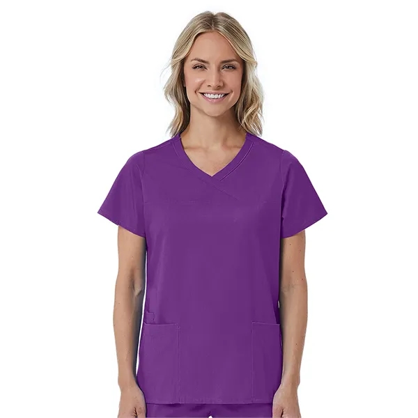 Maevn Red Panda Curved Mock Wrap Top... from ASI 86018 Scrub Authority / Uniform Stores