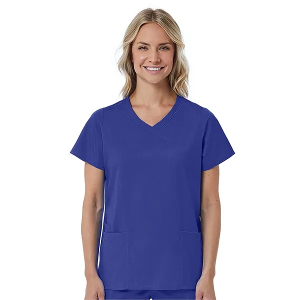 Maevn Red Panda Curved Mock Wrap Top... from ASI 86018 Scrub Authority / Uniform Stores