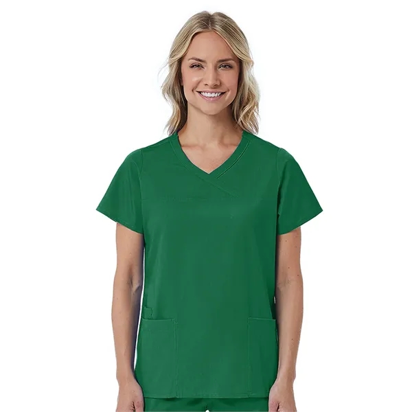 Maevn Red Panda Curved Mock Wrap Top... from ASI 86018 Scrub Authority / Uniform Stores