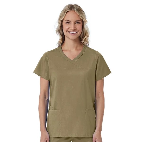 Maevn Red Panda Curved Mock Wrap Top... from ASI 86018 Scrub Authority / Uniform Stores