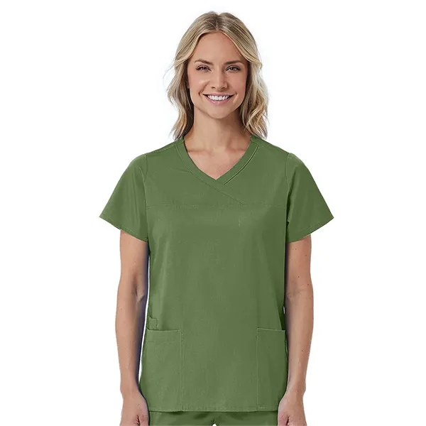 Maevn Red Panda Curved Mock Wrap Top... from ASI 86018 Scrub Authority / Uniform Stores