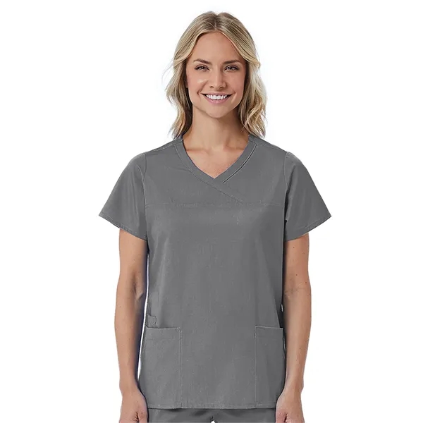 Maevn Red Panda Curved Mock Wrap Top... from ASI 86018 Scrub Authority / Uniform Stores