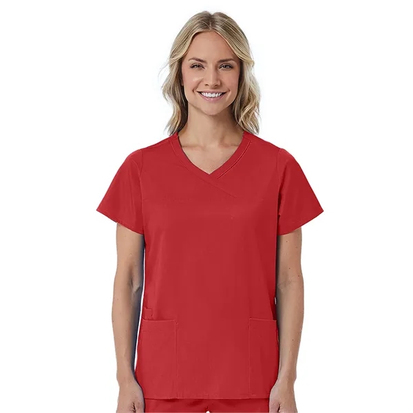 Maevn Red Panda Curved Mock Wrap Top... from ASI 86018 Scrub Authority / Uniform Stores