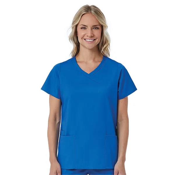 Maevn Red Panda Curved Mock Wrap Top... from ASI 86018 Scrub Authority / Uniform Stores