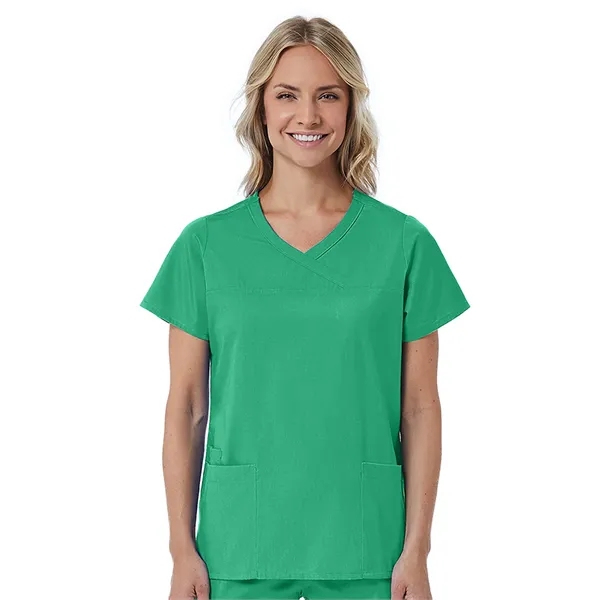 Maevn Red Panda Curved Mock Wrap Top... from ASI 86018 Scrub Authority / Uniform Stores