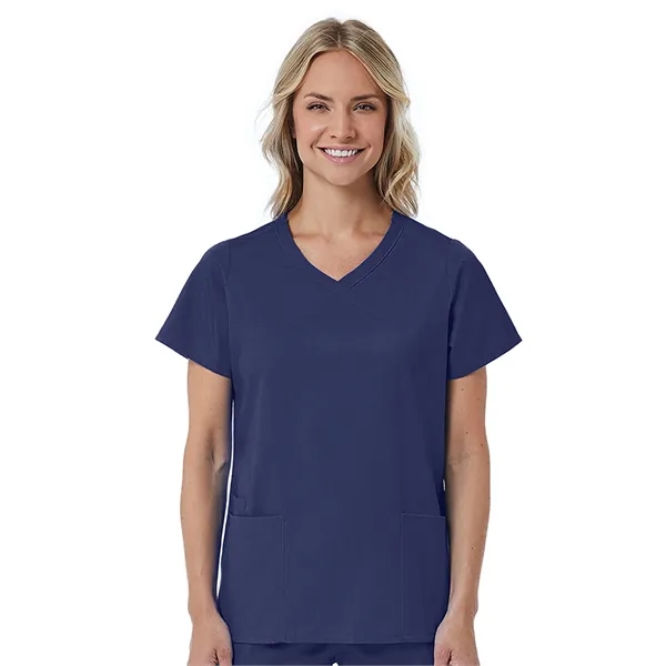 Maevn Red Panda Curved Mock Wrap Top... from ASI 86018 Scrub Authority / Uniform Stores