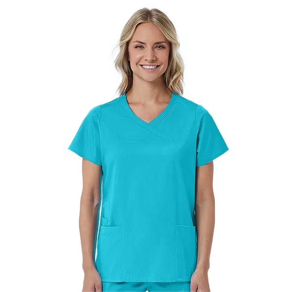 Maevn Red Panda Curved Mock Wrap Top... from ASI 86018 Scrub Authority / Uniform Stores