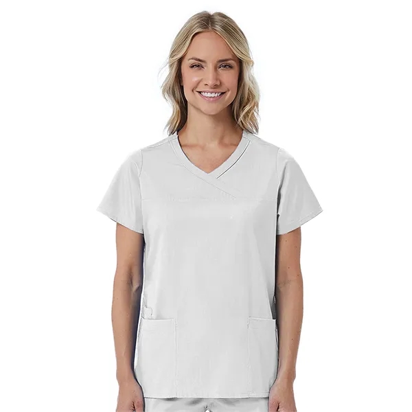 Maevn Red Panda Curved Mock Wrap Top... from ASI 86018 Scrub Authority / Uniform Stores