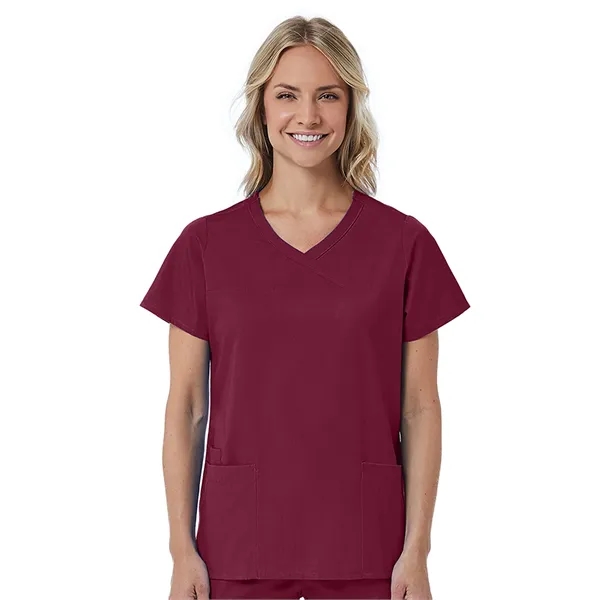 Maevn Red Panda Curved Mock Wrap Top... from ASI 86018 Scrub Authority / Uniform Stores