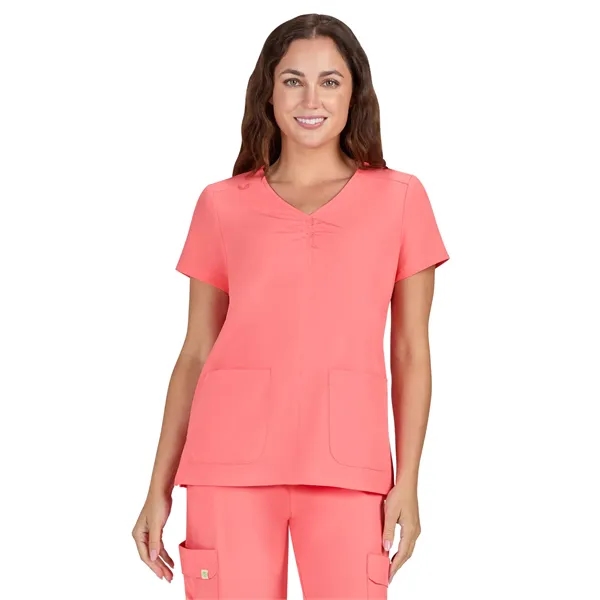 koi - Planet - Women's Shirred Chest V-Neck Enik Scrub Top... from ASI 86018 Scrub Authority / Uniform Stores