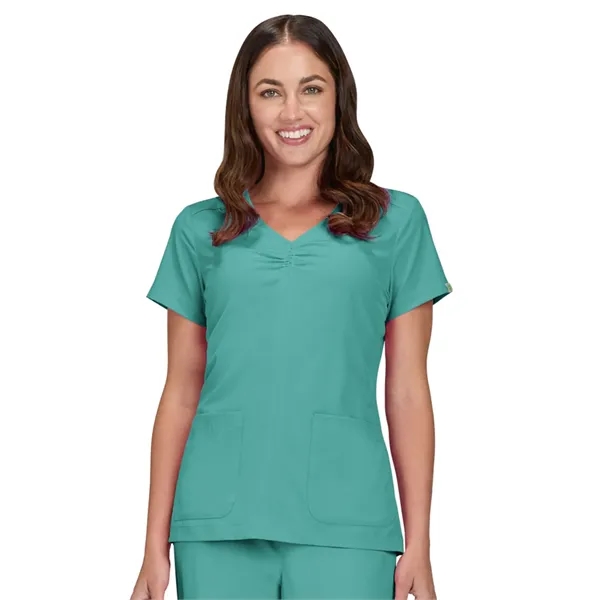 koi - Planet - Women's Shirred Chest V-Neck Enik Scrub Top... from ASI 86018 Scrub Authority / Uniform Stores
