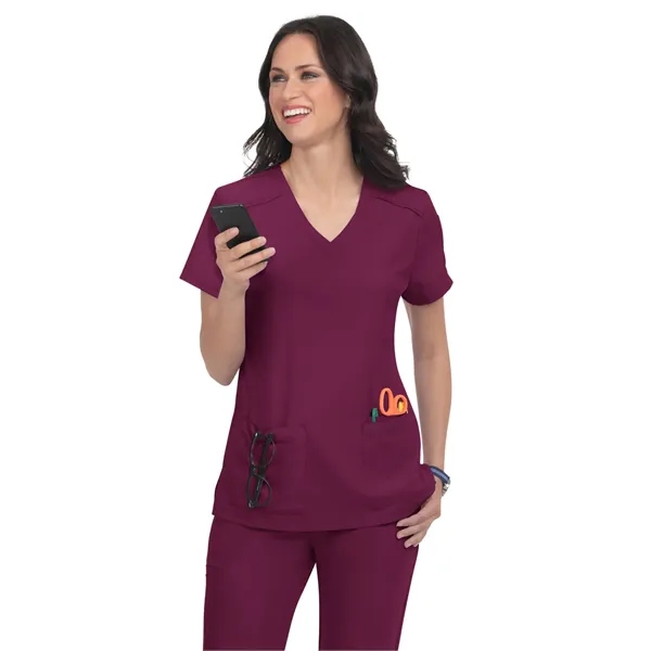 koi - Cureology - Women's 3-Pocket V-Neck Cardi Scrub Top... from ASI 86018 Scrub Authority