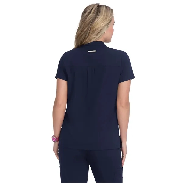 koi Women's Zipper-Neck Mandarin Collar Top... from ASI 86018 Scrub Authority / Uniform Stores