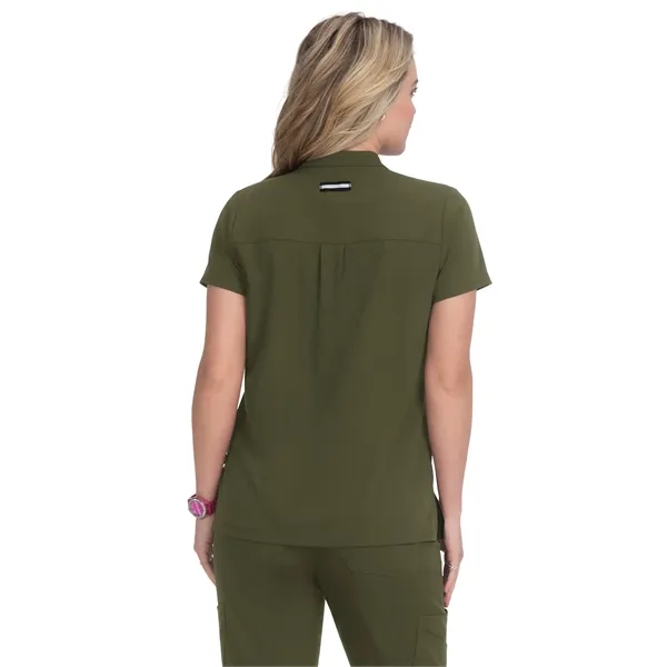 koi Women's Zipper-Neck Mandarin Collar Top... from ASI 86018 Scrub Authority / Uniform Stores