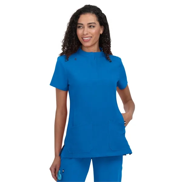 koi Women's Zipper-Neck Mandarin Collar Top... from ASI 86018 Scrub Authority / Uniform Stores