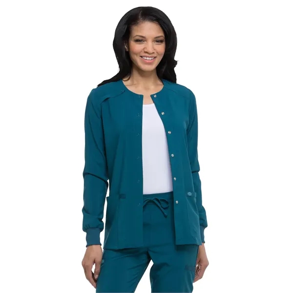 Dickies EDS Essentials Women's Snap Front Warm-up Jacket... from ASI 86018 Scrub Authority / Uniform Stores
