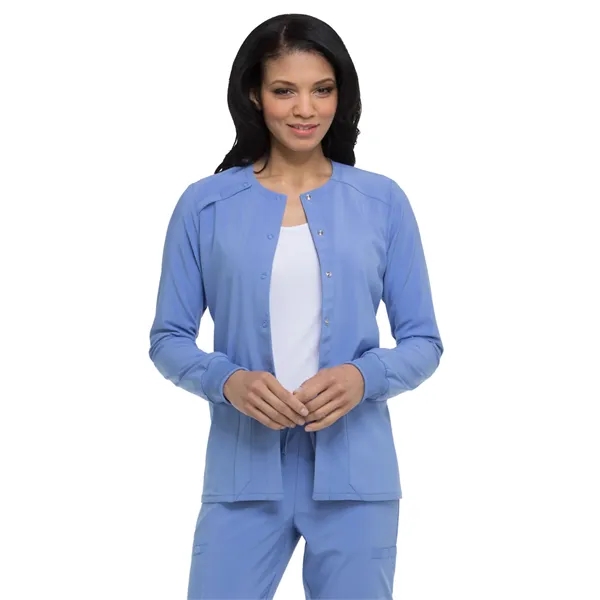 Dickies EDS Essentials Women's Snap Front Warm-up Jacket... from ASI 86018 Scrub Authority / Uniform Stores
