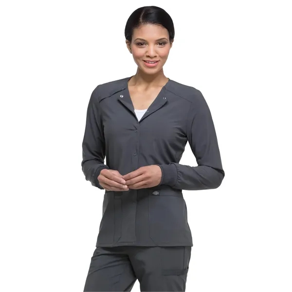 Dickies EDS Essentials Women's Snap Front Warm-up Jacket... from ASI 86018 Scrub Authority / Uniform Stores