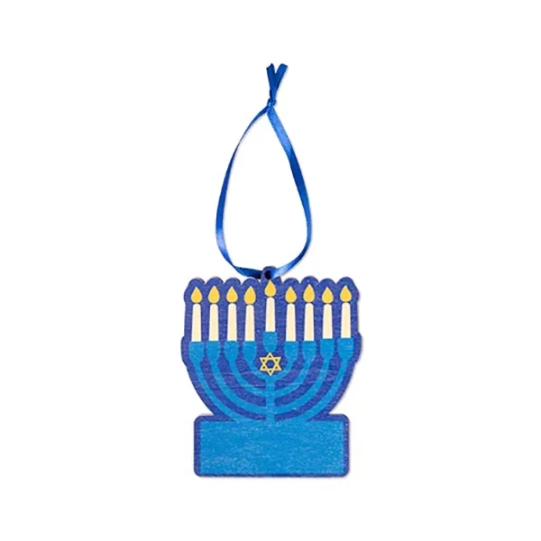 3 1/2" x 3" wood Menorah ornament.... from ASI 98360 WOWLine