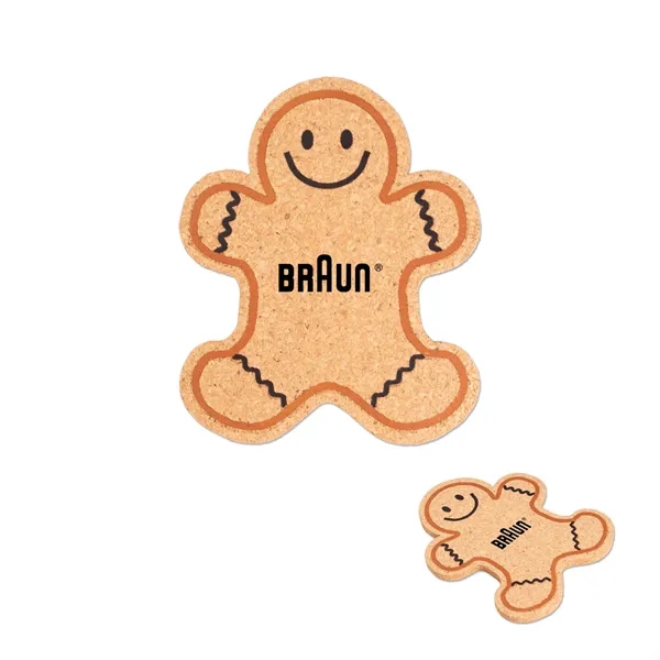 4" x 3 1/2" cork coaster shaped like a gingerbread man.... from ASI 98360 WOWLine