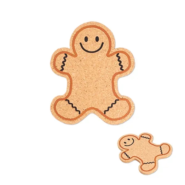 4" x 3 1/2" cork coaster shaped like a gingerbread man.... from ASI 98360 WOWLine