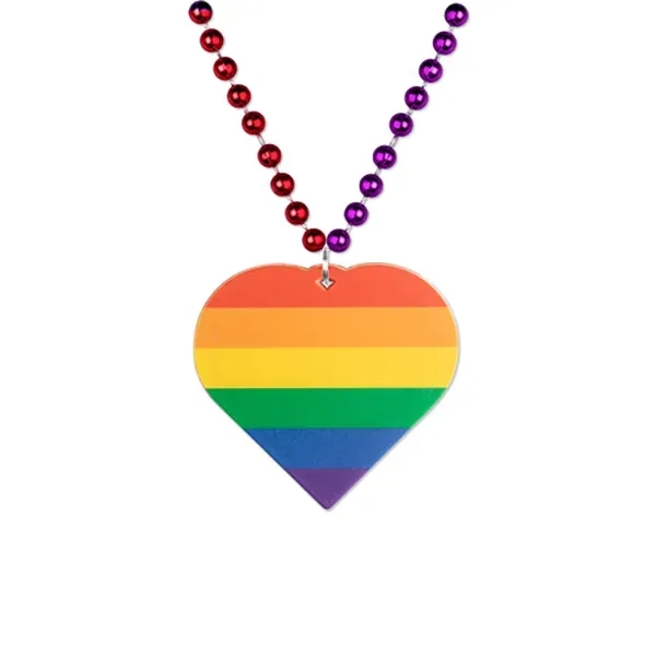 33" plastic heart-shaped Pride necklace with beads.... from ASI 98360 WOWLine