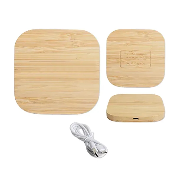 4" x 4" x 3/8" bamboo wireless charging pad.... from ASI 98360 WOWLine