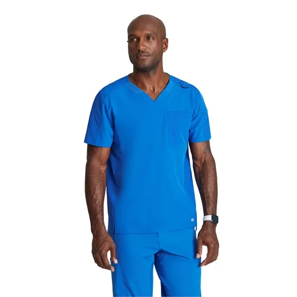Barco One Men's 2 Pocket Ribbed V-neck Top... from ASI 86018 Scrub Authority / Uniform Stores