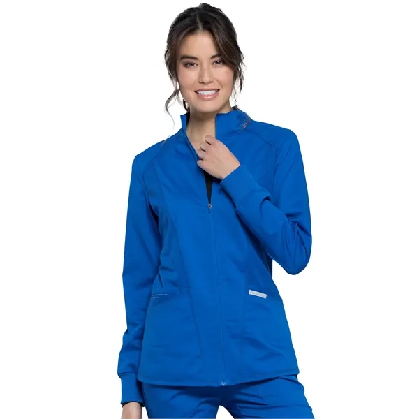 Cherokee Workwear Revolution Women's Zip Front High-Low Jacket... from ASI 86018 Scrub Authority / Uniform Stores