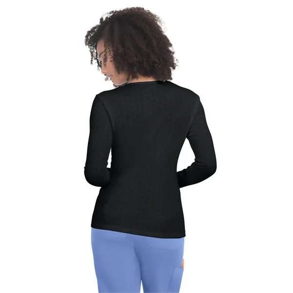 koi - Essentials - Women's Heart Pointelle Long-Sleeve Ro...... from ASI 86018 Scrub Authority / Uniform Stores